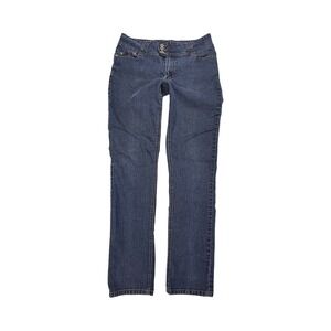 Vintage Y2K Angels Jeans Size 10 Dark Wash Skinny Triple Button Mid Rise Denim